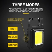 Led Anahtarlıklı Cep Boy Cob Led Metal Kasa Mıknatıslı Şişe Açacağı Usb li Şarj Edilebilir El Feneri HS-37 - 3