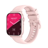 Bluetooth Çağrı ve Spor Takip Akıllı Saat - Pembe Silikon Kordon - 1