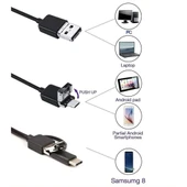 2M Endoskop 3 in 1 Yılan Kamera USB Micro Usb Type-C 2M Sert Kablo - 2
