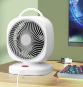 Kare Tekli USB Masaüstü Vantilatör - Bej thumbnail 4