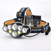 PS-888 Güçlü USB Şarj Edilebilir Profesyonel 8 Modlu 6000 Lümen 8 LED Su Geçirmez Kafa Lambası - 3