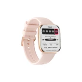 Akıllı Bluetooth Çağrı Spor Pedometre Kalp Atış Hızı Akıllı Saat - Altın Pembe Silikon Kayış - 2