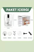 Pratik Mini El Rondosu Şarjlı Çelik 3 Bıçaklı 250 Ml Mutfak Robotu Hazneli Rondo Sebze Et Doğrayıcı Rende - 4