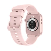 Bluetooth Çağrı ve Spor Takip Akıllı Saat - Pembe Silikon Kordon - 5