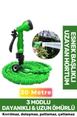 Premium Dolaşmaz Kırılmaz 7 Kademe Uzayan Bahçe Sulama Araç Yıkama Tabancalı 30 Metre Sihirli Hortum - 1