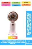 Sessiz 2 Kademeli Hafif Kablosuz 1200mAh Pervaneli Taşınabilir Usb Şarjlı Masa El Fanı Vantilatör - 1