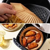 50 Adet Air Fryer Pişirme Kağıdı Tek Kullanımlık Hava Fritöz Yağ Geçirmez Yapışmaz Tabak Model - 5