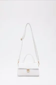 Beyaz Asia Suni Deri Çıtçıtlı Ayarlanabilir Askılı Kadın El, Kol Ve Omuz Çantası - 2