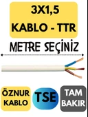 Öznur 3X1,5 TTR Kablo Metre Seçenekli (Beyaz) - 1