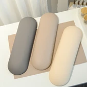 Leke Tutmaz Deri Nail Art El Yastığı ve Minder Seti - Gri Oval - 9