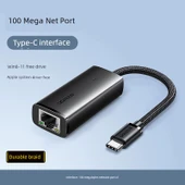 Type-C - Ethernet Adaptörü - 100Mbps Örgülü - 1