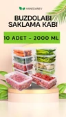 10 Adet 2000 ML Kapaklı Derin Dondurucu Difriz Saklama Kabı - Buzdolabı Düzenleyici 2 Litre Kapaklı - 1