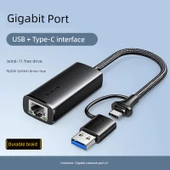 USB - Ethernet Adaptörü - Gigabit Çift Başlı Örgü - 1