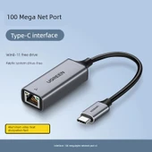 Type-C - Ethernet Adaptörü - 100Mbps Alaşım - 1