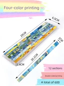Yağlı Boya Stili Laminasyonlu Kağıt - 600 Yaprak [Tek Dağ Kiraz Çiçeği] 12 Desen - 1 Paket - 7