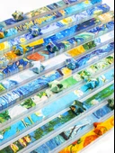 Yağlı Boya Stili Laminasyonlu Kağıt - 600 Yaprak [Tek Dağ Kiraz Çiçeği] 12 Desen - 1 Paket - 9
