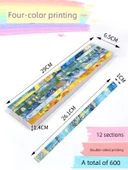 Yağlı Boya Stili Laminasyonlu Kağıt - 600 Yaprak [Tek Dağ Kiraz Çiçeği] 12 Desen - 1 Paket - 6