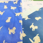 Kedi Desenli Pamuklu Kumaş - Göl Mavisi Turuncu Kedi 50x70cm thumbnail 9