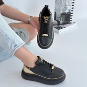 Jista Siyah Cilt Sarı Detaylı Bağcıklı Spor Ayakkabı - 4