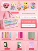 Çocuk DIY Bükülebilir Çubuk El Sanatları Seti - 643 Parça Pembe Çanta (Gelişmiş Yükseltme, 10 Renk) - 1