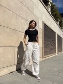 Yaka kol garnili ön parçalı bluz - 2