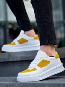 KB-X8 Kuback Beyaz Cilt Sarı Süet Detaylı Beyaz Yüksek Taban Günlük Spor Ayakkabı thumbnail 4