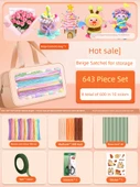DIY Bükülebilir Çubuk El Sanatları Seti - Çok Satan Bej Çanta, 643 Parça (10 Renk/600 Adet) - 1