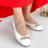 Cleo Beyaz Cilt Babet Ayakkabı - 4