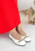 Cleo Beyaz Cilt Babet Ayakkabı - 3