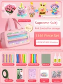 DIY Bükülebilir Çubuk El Sanatları Seti - Süper Set Pembe Çanta, 1146 Parça (30 Renk/800 Adet) - 1