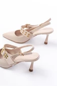 Bej Günlük Arkası Açık Baret Tokalı Topuklu Bayan Ayakkabı thumbnail 5