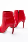 Kırmızı Yüksek İnce Topuklu Fermuarlı Kadın Bot thumbnail 5