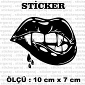 dudak wampir kadın 2 adet sticker - Araba motosiklet kask buzdolabı cam otomobil atv laptop tablet duvar stickerı - 1
