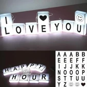 10lu Lightbox Işıklı Harf Mesaj Panosu Dekoratif  Harf Işık Zinciri - 1