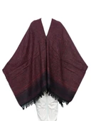 Bordo Siyah Çizgili Bayan Panço - 11