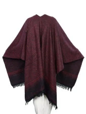 Bordo Siyah Çizgili Bayan Panço - 4