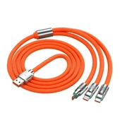 3 İn 1 Type-c + Micro Usb + Lightning Hızlı Şarj Kablosu Silikon Kablo 1 Metre Opp Ambalaj - 1