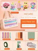 DIY Bükülebilir Çubuk El Sanatları Seti - Çok Satan Bej Çanta 643 Parça (10 Renk) - 1
