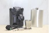 Deri Kılıflı Shot Bardaklı Matara Alk3913 - 1
