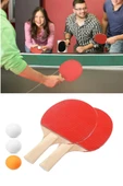 Ping Pong Masa Tenisi Seti Tenis Raketi Seti 2 Raket + 3 Ping Pong Topu  Spor Aksesuarları - 1