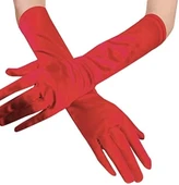 Kırmızı Renk Dirseğe Kadar Uzun Kumaş Eldiven 40 Cm - 2