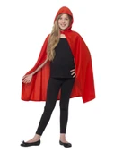 Kırmızı Renk Kapşonlu Kumaş Pelerin 90 Cm - 1