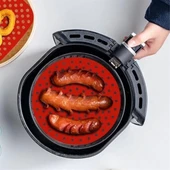 Epilons® Renkli Isıya Dayanıklı Yıkanılabilir Silikon Fırın Ve Airfryer Yuvarlak Pişirme Matı 20 Cm - 7