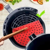 Epilons® Renkli Isıya Dayanıklı Yıkanılabilir Silikon Fırın Ve Airfryer Yuvarlak Pişirme Matı 20 Cm - 5