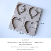 Aromaterapi Alçı Silikon DIY Kalıp - Dörtlü Kalp Kalıp thumbnail 1