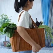 Kahverengi Kumaş Örme Sepet 30*16*19cm Küçük - 4