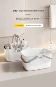 2'li Banyo Sepeti Seti - Klasik Beyaz Çizgili - 6