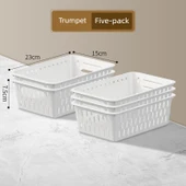 İskandinav Beyaz Plastik Saklama Sepeti - Kalınlaştırılmış Küçük Boyut [Beş Adet] thumbnail 1