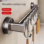 Vakumlu Mutfak Askısı - Çift Sıra 6 Kancalı 40cm - Kapak/Bıçaklı thumbnail 2