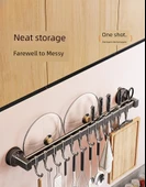 Vakumlu Mutfak Askısı - Çift Sıra 6 Kancalı 40cm - Kapak/Bıçaklı thumbnail 7